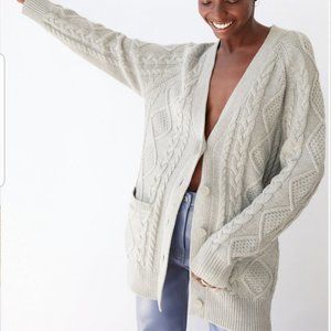 Wilfred Anya Merino Wool Blend Chunky Cable Knit Oversized Cardigan